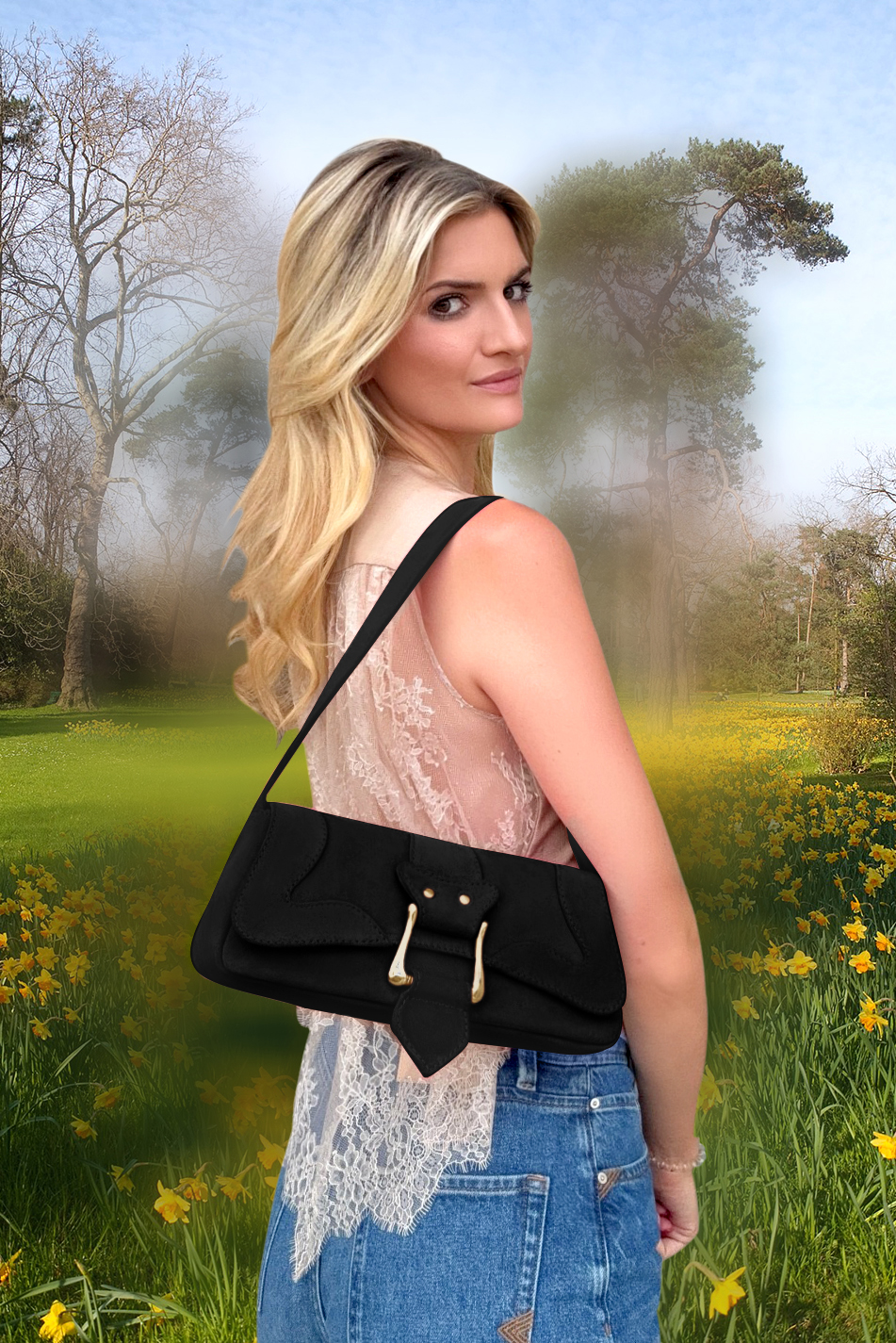 Dress small handbag in matt black leather - Top view